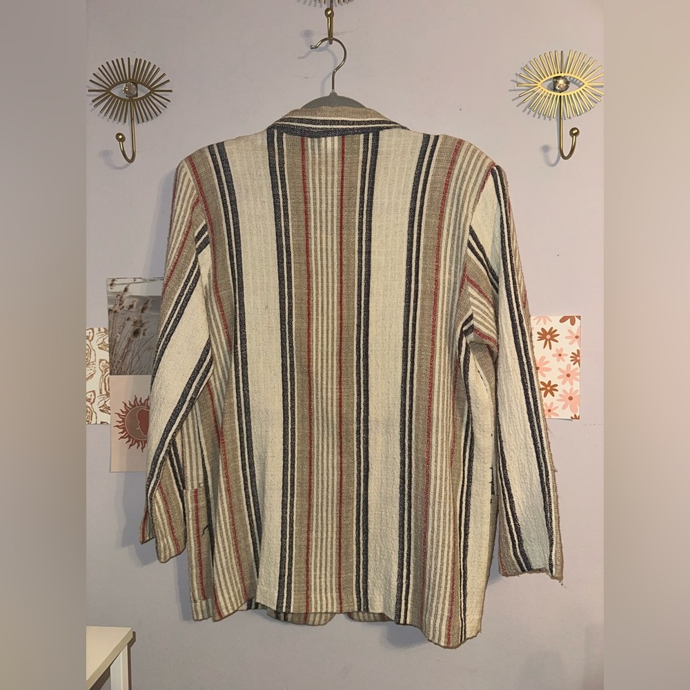 Terri Cream and Red Striped Lightweight Blazer - Picture 7 of 8